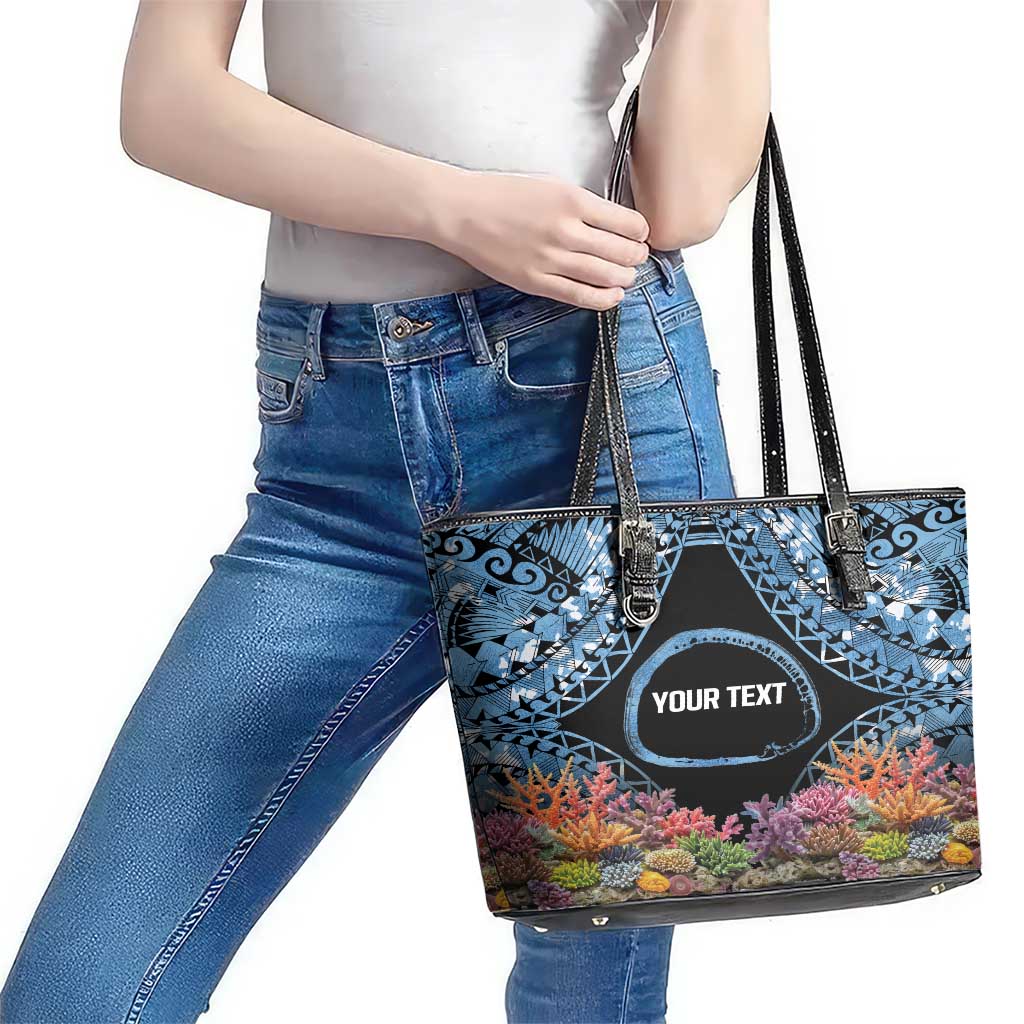 Personalised Nukuoro Micronesia Atoll Leather Tote Bag with Pacific Coral Reef LT9 - Polynesian Pride