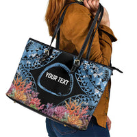 Personalised Nukuoro Micronesia Atoll Leather Tote Bag with Pacific Coral Reef LT9 - Polynesian Pride