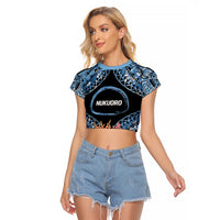 Personalised Nukuoro Micronesia Atoll Raglan Cropped T Shirt with Pacific Coral Reef