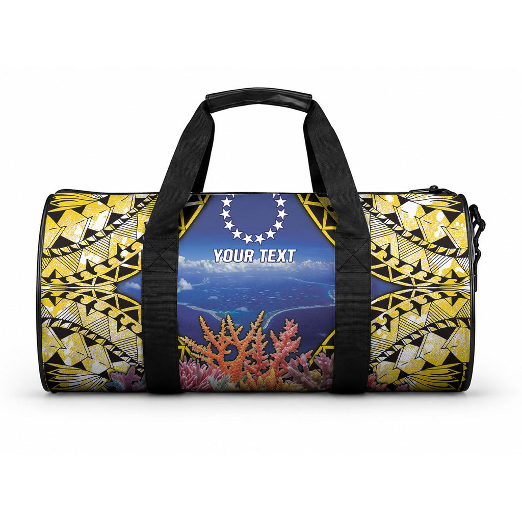 Penrhyn aka Tongareva Cook Islands Atoll Personalised Duffle Bag with Pacific Coral Reef Gold Vibe LT9 One size Gold - Polynesian Pride