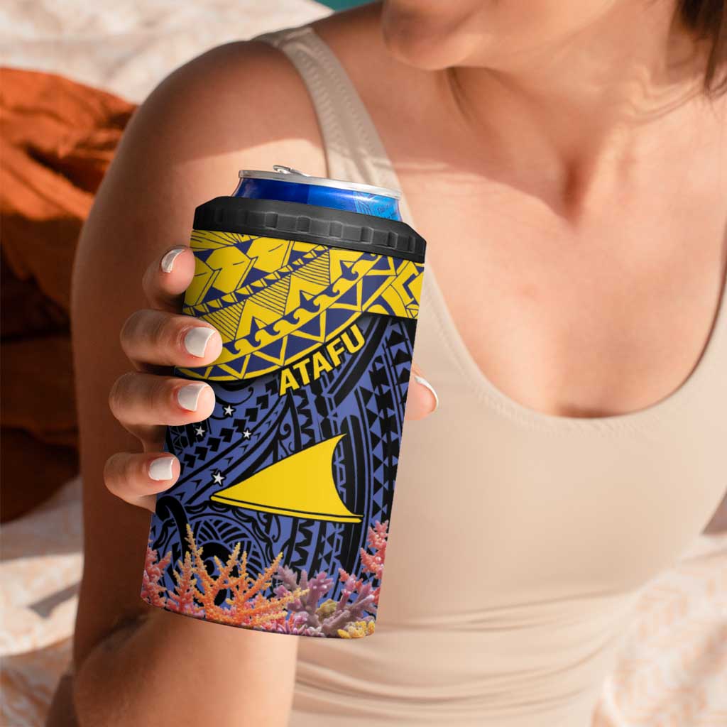 Tokelau Atafu Atoll Personalised 4 in 1 Can Cooler Tumbler Pacific Coral Reef Vibe