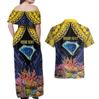 Tokelau Atafu Atoll Personalised Couples Matching Off Shoulder Maxi Dress and Hawaiian Shirt Pacific Coral Reef Vibe LT9 - Polynesian Pride