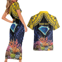 Tokelau Atafu Atoll Personalised Couples Matching Short Sleeve Bodycon Dress and Hawaiian Shirt Pacific Coral Reef Vibe LT9 - Polynesian Pride