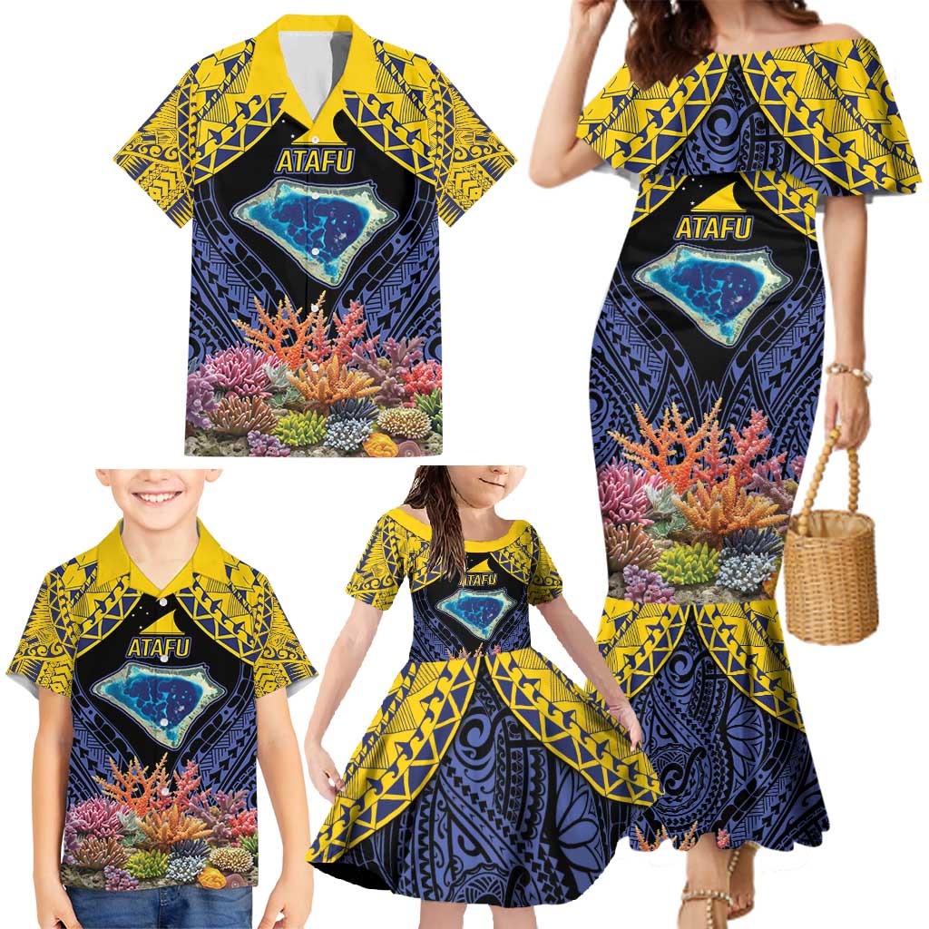 Tokelau Atafu Atoll Personalised Family Matching Mermaid Dress and Hawaiian Shirt Pacific Coral Reef Vibe LT9 - Polynesian Pride