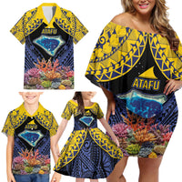 Tokelau Atafu Atoll Personalised Family Matching Off Shoulder Short Dress and Hawaiian Shirt Pacific Coral Reef Vibe LT9 - Polynesian Pride