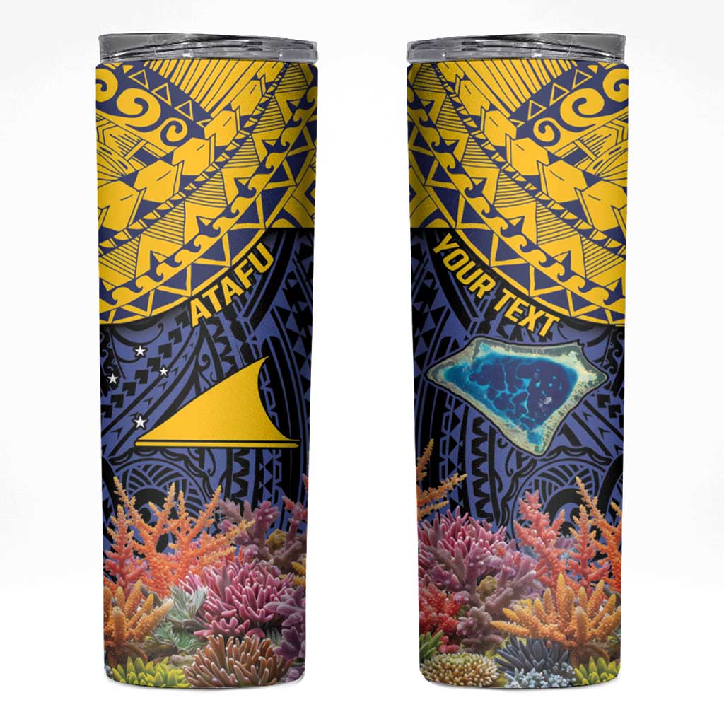 Tokelau Atafu Atoll Personalised Skinny Tumbler Pacific Coral Reef Vibe LT9 Gold - Polynesian Pride