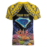 Tokelau Atafu Atoll Personalised Women V-Neck T-Shirt Pacific Coral Reef Vibe LT9 - Polynesian Pride