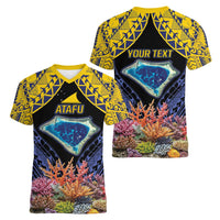 Tokelau Atafu Atoll Personalised Women V-Neck T-Shirt Pacific Coral Reef Vibe LT9 - Polynesian Pride