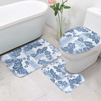 Vintage Hawaii Bathroom Set Hibiscus Tapa Tribal With Hawaiian Quilt Pattern Blue LT9 - Polynesian Pride