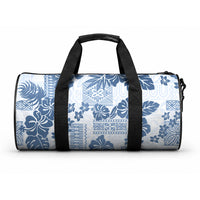 Vintage Hawaii Duffle Bag Hibiscus Tapa Tribal With Hawaiian Quilt Pattern Blue