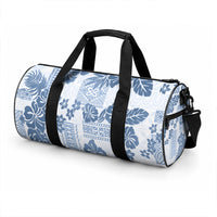 Vintage Hawaii Duffle Bag Hibiscus Tapa Tribal With Hawaiian Quilt Pattern Blue