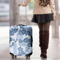 Vintage Hawaii Luggage Cover Hibiscus Tapa Tribal With Hawaiian Quilt Pattern Blue LT9 - Polynesian Pride