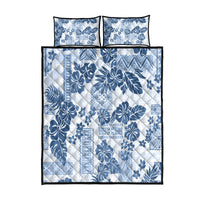 Vintage Hawaii Quilt Bed Set Hibiscus Tapa Tribal With Hawaiian Quilt Pattern Blue LT9 Blue - Polynesian Pride