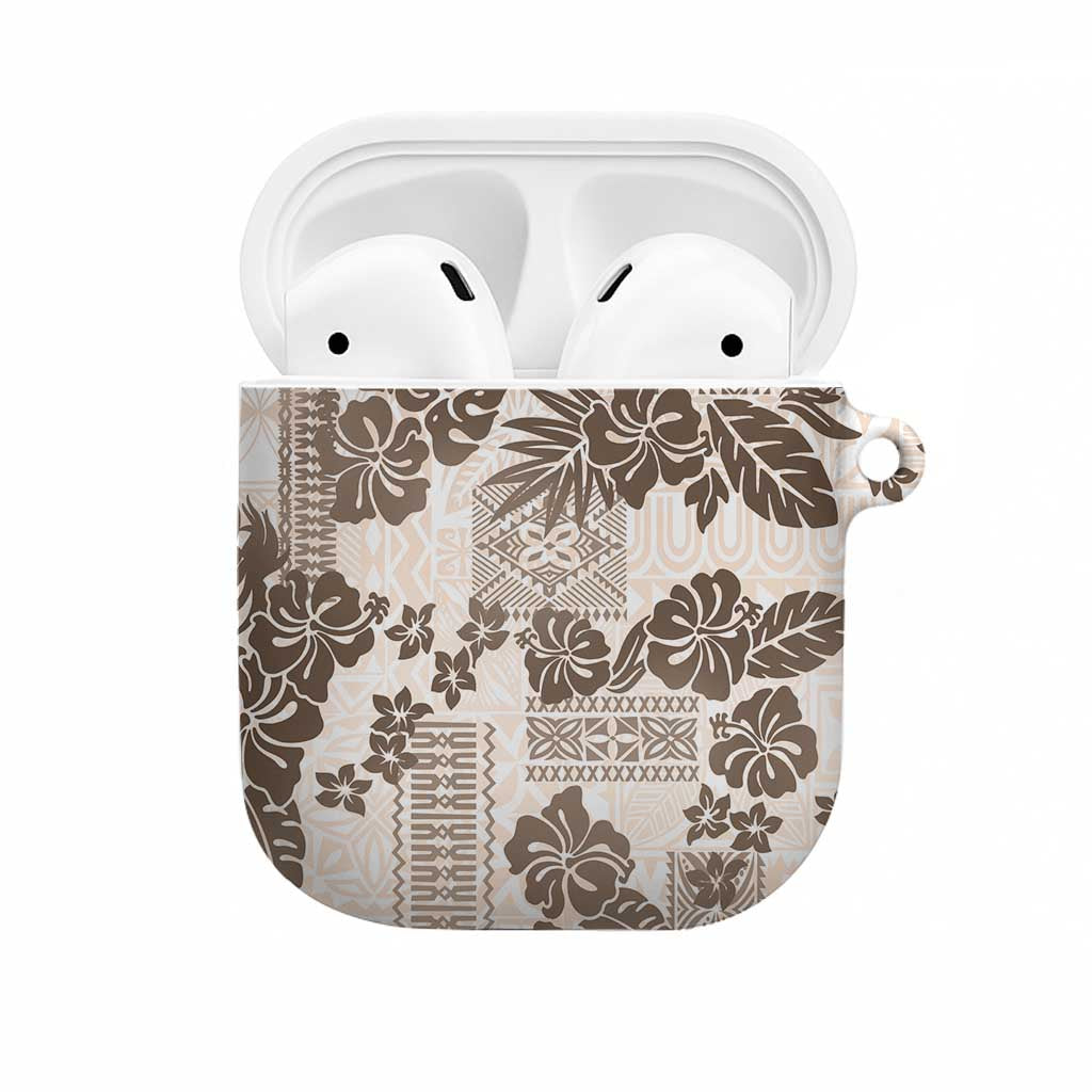 Vintage Hawaii AirPods Case Hibiscus Tapa Tribal With Hawaiian Quilt Pattern Gold - Polynesian Pride