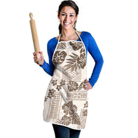 Vintage Hawaii Apron Hibiscus Tapa Tribal With Hawaiian Quilt Pattern Gold - Polynesian Pride