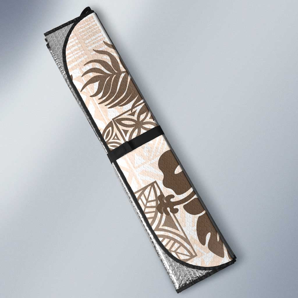 Vintage Hawaii Auto Sun Shade Hibiscus Tapa Tribal With Hawaiian Quilt Pattern Gold - Polynesian Pride
