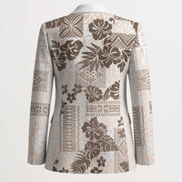 Vintage Hawaii Blazer Hibiscus Tapa Tribal With Hawaiian Quilt Pattern Gold - Polynesian Pride