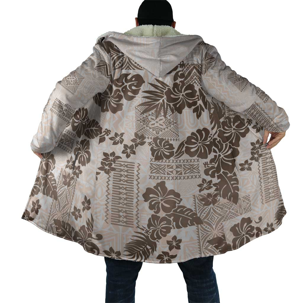 Vintage Hawaii Cloak Hibiscus Tapa Tribal With Hawaiian Quilt Pattern Gold - Polynesian Pride