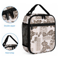 Vintage Hawaii Lunch Bag Hibiscus Tapa Tribal With Hawaiian Quilt Pattern Gold
