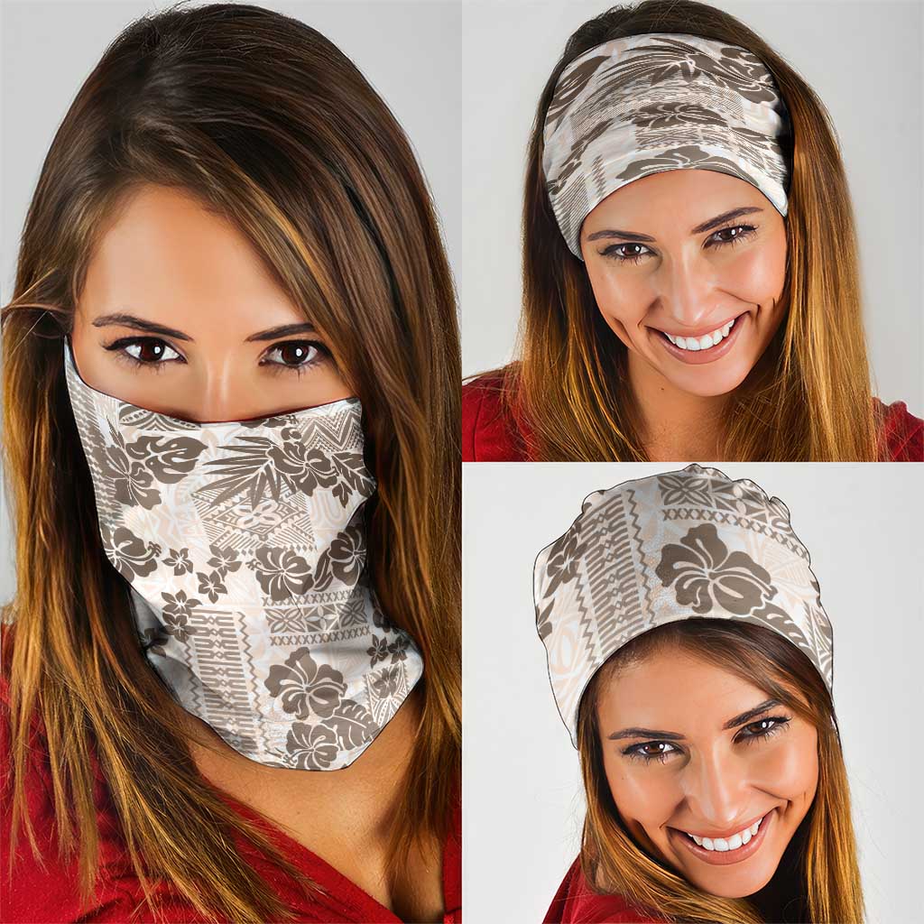 Vintage Hawaii Neck Gaiter Hibiscus Tapa Tribal With Hawaiian Quilt Pattern Gold - Polynesian Pride