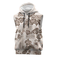 Vintage Hawaii Sleeveless Hoodie Hibiscus Tapa Tribal With Hawaiian Quilt Pattern Gold LT9 Gold - Polynesian Pride