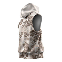 Vintage Hawaii Sleeveless Hoodie Hibiscus Tapa Tribal With Hawaiian Quilt Pattern Gold LT9 - Polynesian Pride