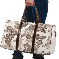 Vintage Hawaii Travel Bag Hibiscus Tapa Tribal With Hawaiian Quilt Pattern Gold - Polynesian Pride