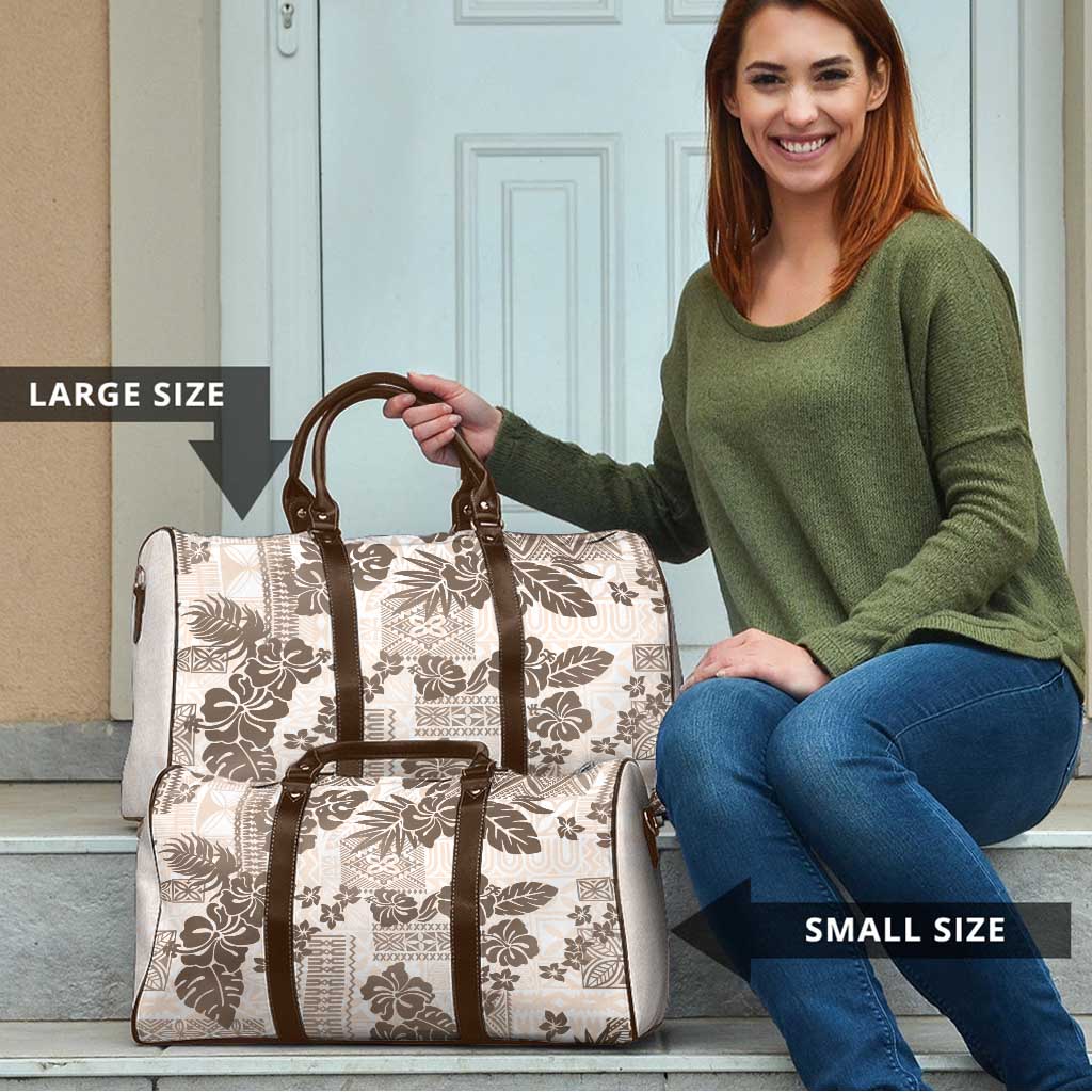 Vintage Hawaii Travel Bag Hibiscus Tapa Tribal With Hawaiian Quilt Pattern Gold - Polynesian Pride