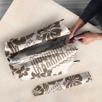 Vintage Hawaii Umbrella Hibiscus Tapa Tribal With Hawaiian Quilt Pattern Gold - Polynesian Pride
