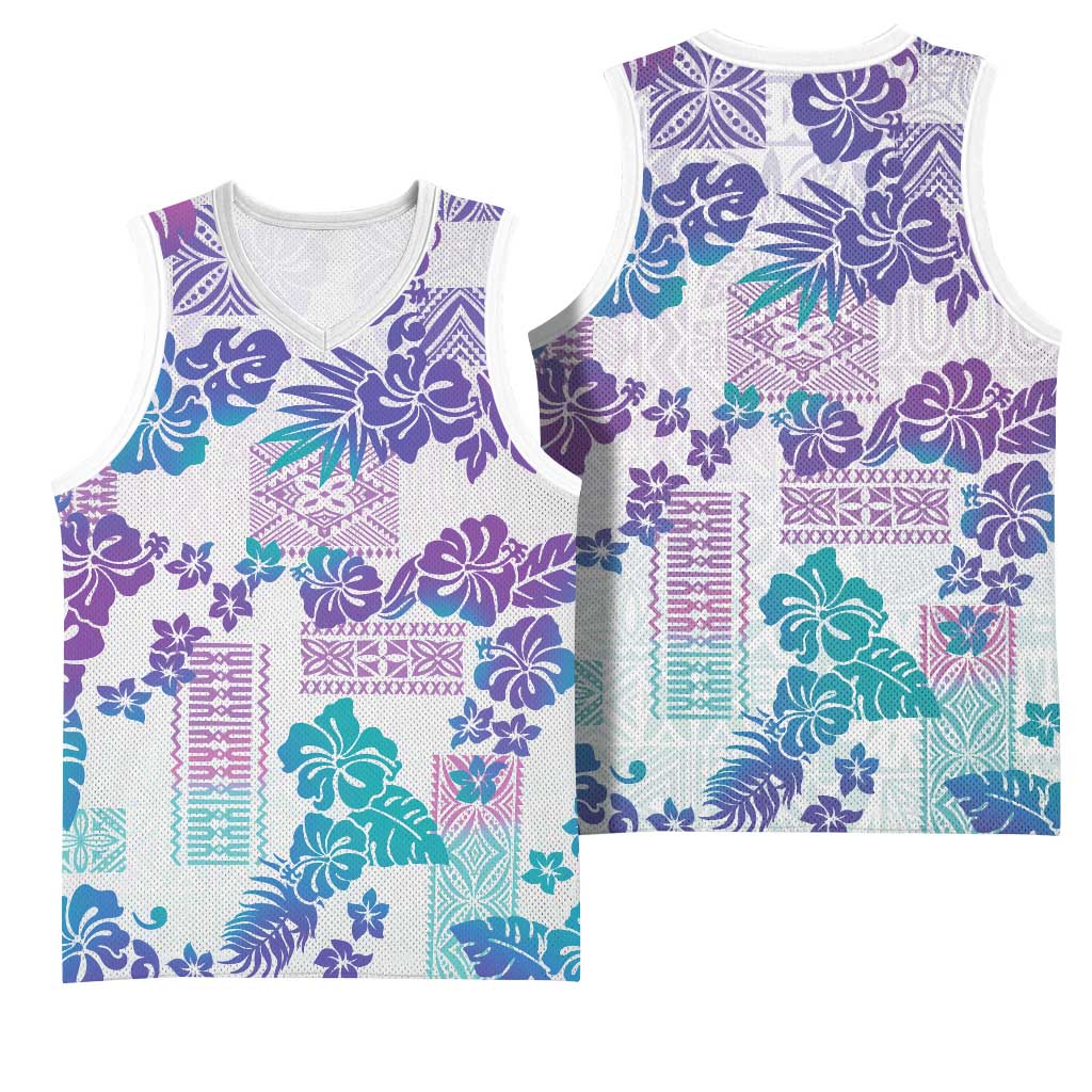 Vintage Hawaii Basketball Jersey Hibiscus Tapa Tribal With Hawaiian Quilt Pattern Purple LT9 - Polynesian Pride
