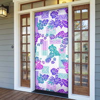 Vintage Hawaii Door Cover Hibiscus Tapa Tribal With Hawaiian Quilt Pattern Purple LT9 - Polynesian Pride