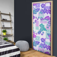 Vintage Hawaii Door Cover Hibiscus Tapa Tribal With Hawaiian Quilt Pattern Purple LT9 - Polynesian Pride