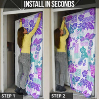 Vintage Hawaii Door Cover Hibiscus Tapa Tribal With Hawaiian Quilt Pattern Purple LT9 - Polynesian Pride
