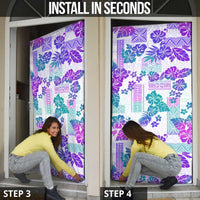 Vintage Hawaii Door Cover Hibiscus Tapa Tribal With Hawaiian Quilt Pattern Purple LT9 - Polynesian Pride