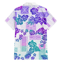 Vintage Hawaii Family Matching Tank Maxi Dress and Hawaiian Shirt Hibiscus Tapa Tribal With Hawaiian Quilt Pattern Purple LT9 - Polynesian Pride