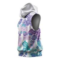 Vintage Hawaii Sleeveless Hoodie Hibiscus Tapa Tribal With Hawaiian Quilt Pattern Purple LT9 - Polynesian Pride