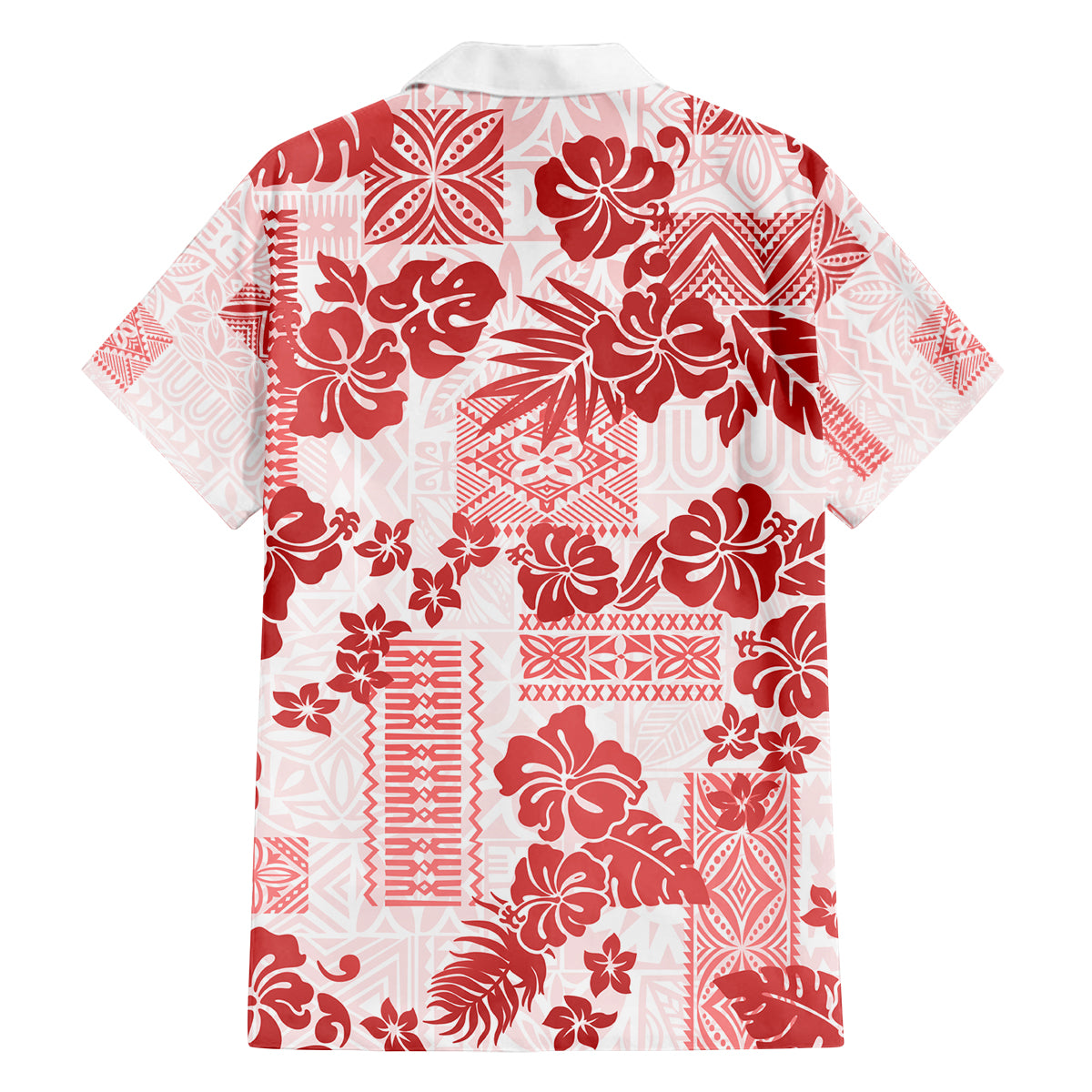 Vintage Hawaii Family Matching Tank Maxi Dress and Hawaiian Shirt Hibiscus Tapa Tribal With Hawaiian Quilt Pattern Red LT9 - Polynesian Pride