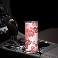 Vintage Hawaii Skinny Tumbler Hibiscus Tapa Tribal With Hawaiian Quilt Pattern Red LT9 - Polynesian Pride