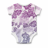 Vintage Hawaii Baby Onesie Hibiscus Tapa Tribal With Hawaiian Quilt Pattern Violet