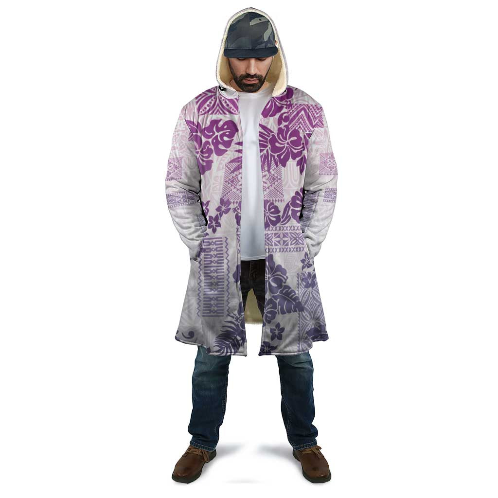 Vintage Hawaii Cloak Hibiscus Tapa Tribal With Hawaiian Quilt Pattern Violet - Polynesian Pride