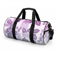 Vintage Hawaii Duffle Bag Hibiscus Tapa Tribal With Hawaiian Quilt Pattern Violet