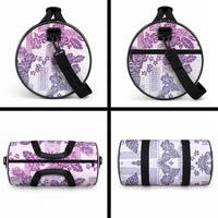 Vintage Hawaii Duffle Bag Hibiscus Tapa Tribal With Hawaiian Quilt Pattern Violet