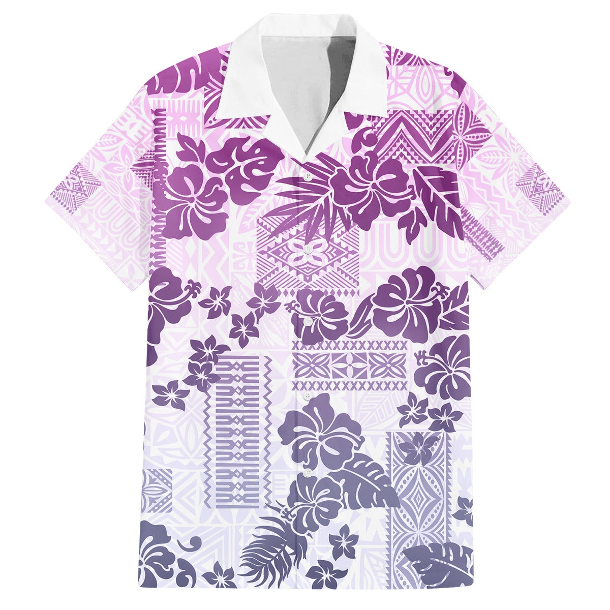 Vintage Hawaii Family Matching Tank Maxi Dress and Hawaiian Shirt Hibiscus Tapa Tribal With Hawaiian Quilt Pattern Violet LT9 Dad's Shirt - Short Sleeve Violet - Polynesian Pride