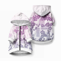 Vintage Hawaii Pet Hoodie Hibiscus Tapa Tribal With Hawaiian Quilt Pattern Violet
