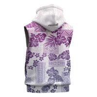 Vintage Hawaii Sleeveless Zip Hoodie Hibiscus Tapa Tribal With Hawaiian Quilt Pattern Violet LT9 - Polynesian Pride