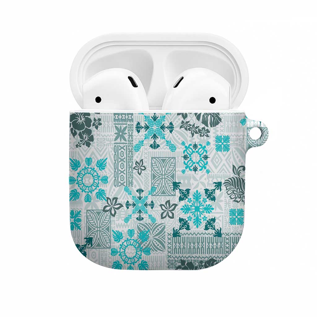 Hawaii Tapa Tribal AirPods Case With Hawaiian Quilt Pattern Aqua LT9 Aqua - Polynesian Pride