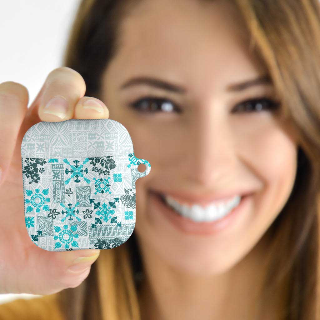 Hawaii Tapa Tribal AirPods Case With Hawaiian Quilt Pattern Aqua LT9 - Polynesian Pride