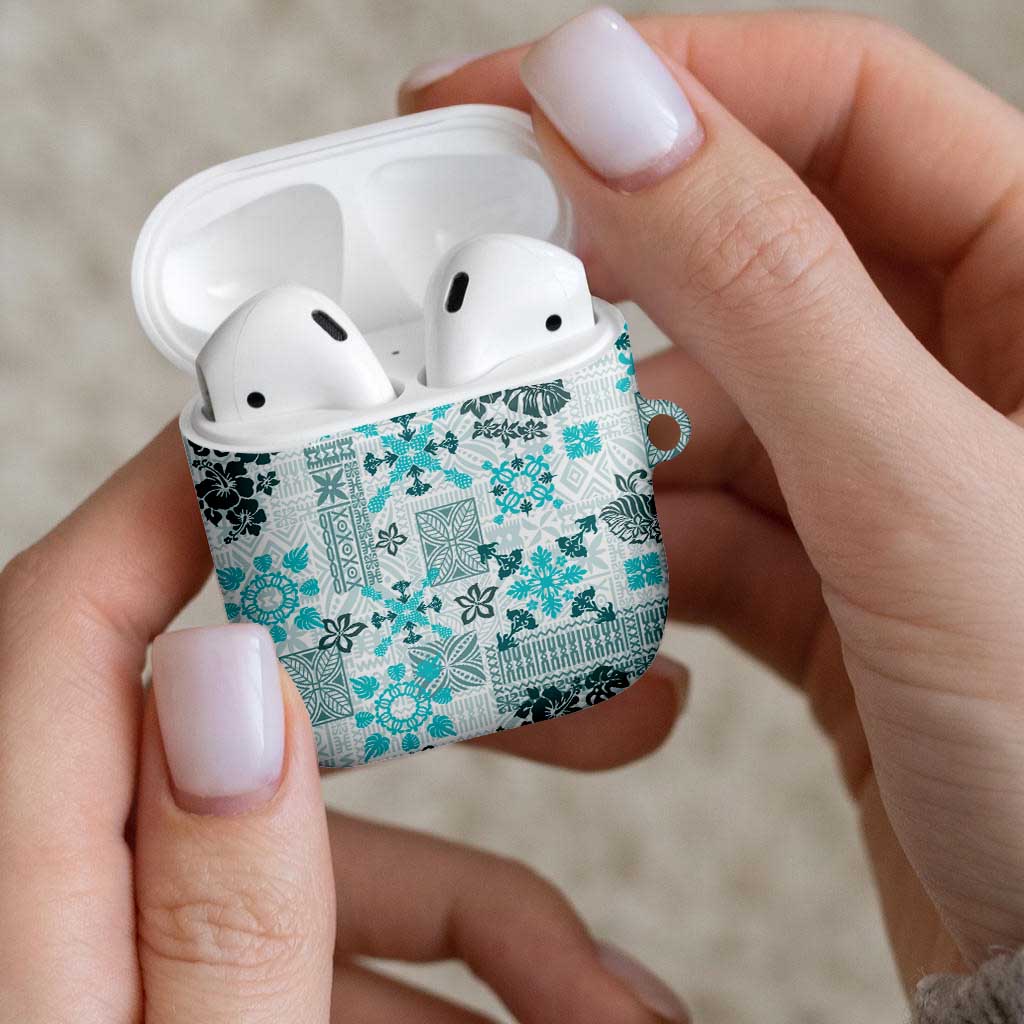 Hawaii Tapa Tribal AirPods Case With Hawaiian Quilt Pattern Aqua LT9 - Polynesian Pride