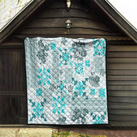 Hawaii Tapa Tribal Quilt With Hawaiian Quilt Pattern Aqua LT9 - Polynesian Pride