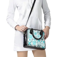 Hawaii Tapa Tribal Shoulder Handbag With Hawaiian Quilt Pattern Aqua LT9 - Polynesian Pride